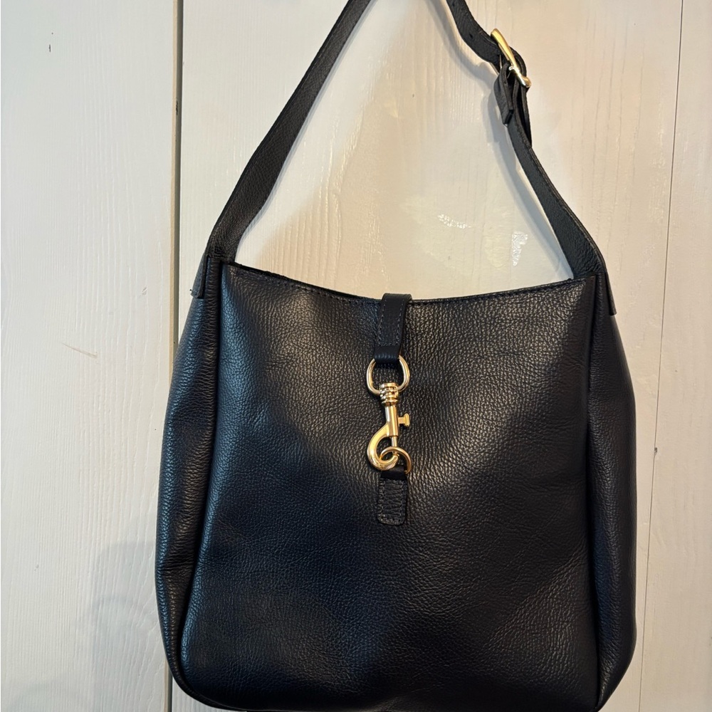 Elegant Navy/Dark Blue Leather Shoulder Bag